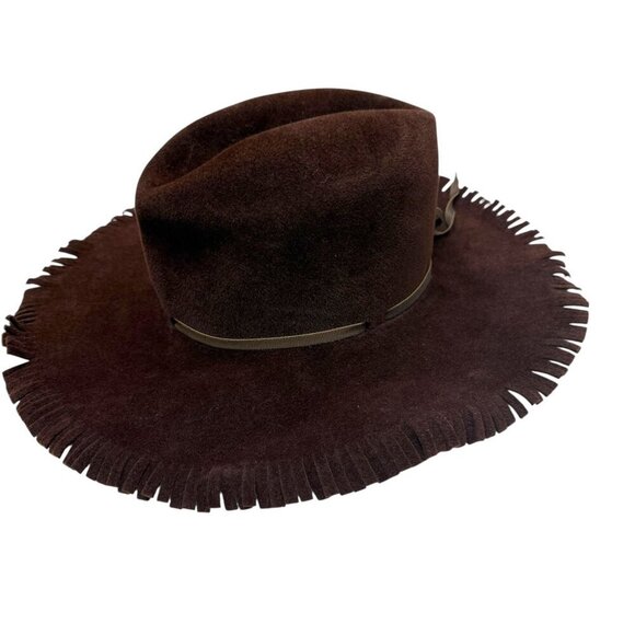 Vintage Western Hat Mr K Originals Brown Fringe Wool Felt Medium main image 7